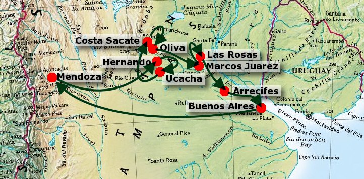 Mapa de la gira del Barbershop Choir